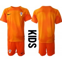 Camisa de time de futebol Croácia Goleiro Replicas 2º Equipamento Infantil Mundo 2022 Manga Curta (+ Calças curtas)